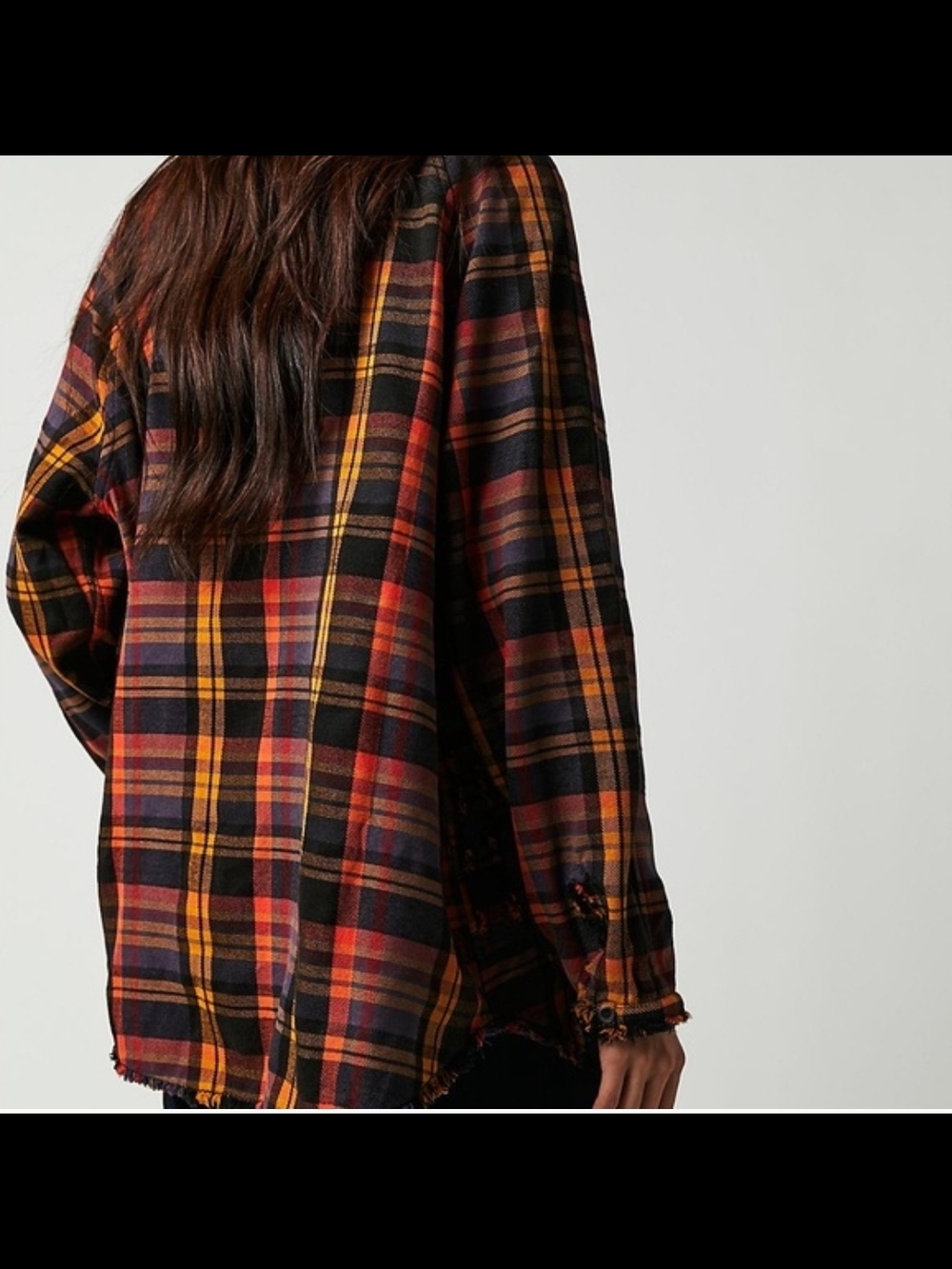 We The Free People Summer Daydream Plaid Oversized Flannel Shirt In Grunge - Picture 8 of 16